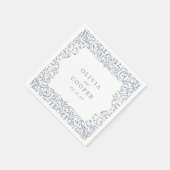 Dusty Blue Vintag Verziert Frame Classic Wedding Serviette (Ecke)