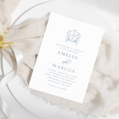 Dusty Blue Vintag Wappen Wedding Einladung