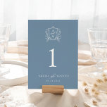 Dusty Blue Vintag Wappen Wedding Tischnummer<br><div class="desc">Dieses schöne Design ist Teil einer schönen Sammlung! Mit einem zarten Vintagen Rahmen und elegantem Text.</div>