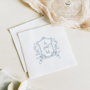 Dusty Blue Vintag Wappen Wedding Vielen Dank Serviette