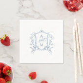 Dusty Blue Vintage Crest Wedding Thank You Serviette (Beispiel)