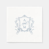Dusty Blue Vintage Crest Wedding Thank You Serviette (Vorderseite)