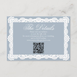 Dusty Blue Vintage Elegant Lace Wedding Website QR Begleitkarte