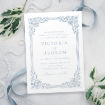 Dusty Blue Vintage Frame Elegant Wedding