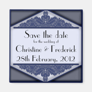 Dusty Blue Vintage, quadratisches Save-the-Date-Ma Magnet