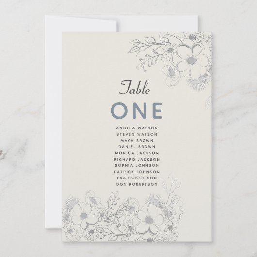 Dusty Blue Vintage Wedding Chart (Vorderseite)