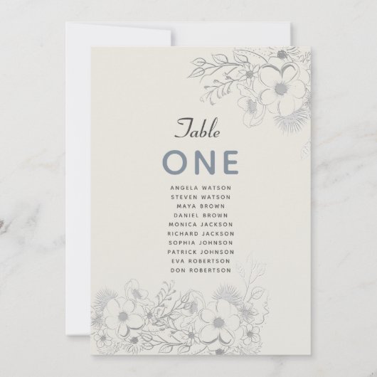 Dusty Blue Vintage Wedding Chart (Rückseite)