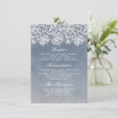 Dusty Blue Vintage Wedding Information Guest Begleitkarte (Stehend Vorderseite)