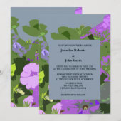 Dusty Blue Violet Floral Abstrakt Elegante Hochzei Einladung (Vorne/Hinten)