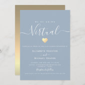 Dusty Blue Virtual Wedding Einladung (Vorne/Hinten)
