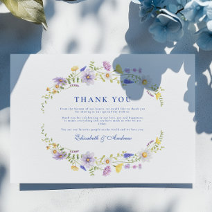 Dusty Blue Wappen Floral Wedding Dankeskarte