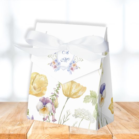 Dusty Blue Wappen Floral Wedding Geschenkschachtel