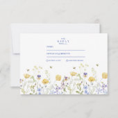 Dusty Blue Wappen Floral Wedding RSVP Karte (Vorderseite)