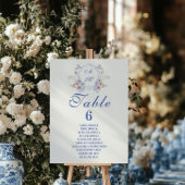 Dusty Blue Wappen Floral Wedding Tischnummer