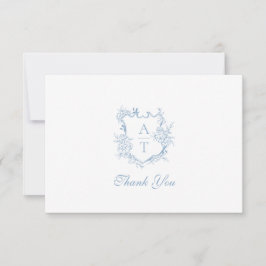 Dusty Blue Wappen Monogram Wedding Dankeschön Card Dankeskarte