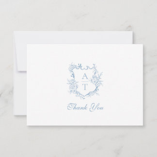 Dusty Blue Wappen Monogram Wedding Dankeschön Card Dankeskarte