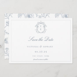 Dusty Blue Wappen Monogram Wedding Save The Date