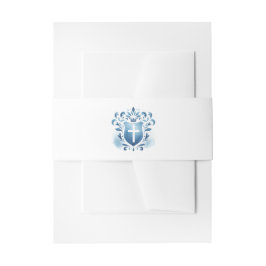 Dusty Blue Wappen und Cross Einladungsbanderole