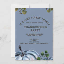 Dusty Blue Wassercolor Kürbis Erntedank Party