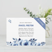 Dusty Blue Watercolor Babydusche Einladung (Stehend Vorderseite)