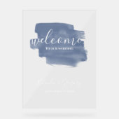 Dusty Blue Watercolor Begrüßungszeichen Acrylschild (Vorderseite)