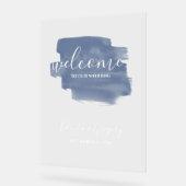 Dusty Blue Watercolor Begrüßungszeichen Acrylschild (Winkel)