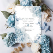 Dusty Blue Watercolor Blühende Hochzeit Einladung