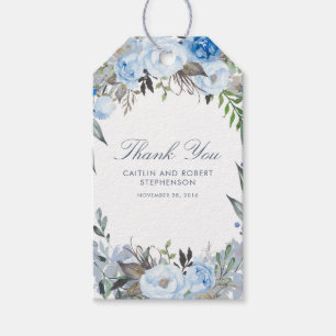 Dusty Blue Watercolor Blume Elegant Geschenkanhänger
