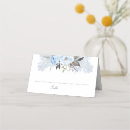 Dusty Blue Watercolor Blume Elegant Romantisch Platzkarte