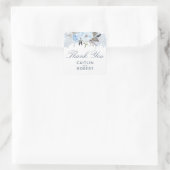 Dusty Blue Watercolor Blume Elegant Vielen Dank Quadratischer Aufkleber (Tasche)