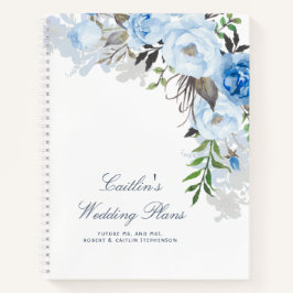 Dusty Blue Watercolor Blume Eleganter Hochzeitspla Notizblock
