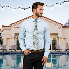 Dusty Blue Watercolor Blume Hochzeit Krawatte