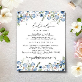 Dusty Blue Watercolor Blume Hochzeitdetails Begleitkarte