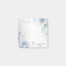 Dusty Blue Watercolor Blume Silver Elegante