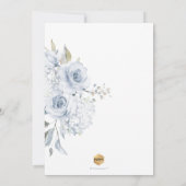 Dusty Blue Watercolor Blume Taufe Einladung (Rückseite)