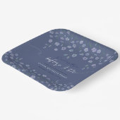 Dusty Blue Watercolor Blumen Brautparty Pappteller (Gewinkelt)