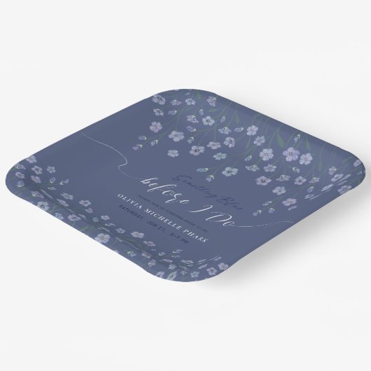 Dusty Blue Watercolor Blumen Brautparty Pappteller