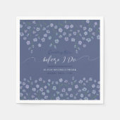 Dusty Blue Watercolor Blumen Brautparty Serviette (Vorderseite)