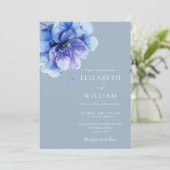 Dusty Blue Watercolor Botanical All in one Wedding Einladung (Stehend Vorderseite)