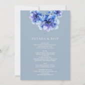 Dusty Blue Watercolor Botanical All in one Wedding Einladung (Rückseite)