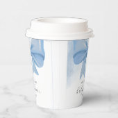 Dusty Blue Watercolor Bow Baby Dusche Pappbecher (Rechts)