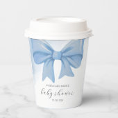Dusty Blue Watercolor Bow Baby Dusche Pappbecher (Vorderseite)