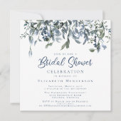 Dusty Blue Watercolor Brautparty Einladung (Vorderseite)