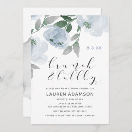 Dusty Blue Watercolor Bridal Brunch Bubbly Dusche Einladung