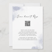 Dusty Blue Watercolor Calligraphy QR Code Wedding Einladung (Rückseite)