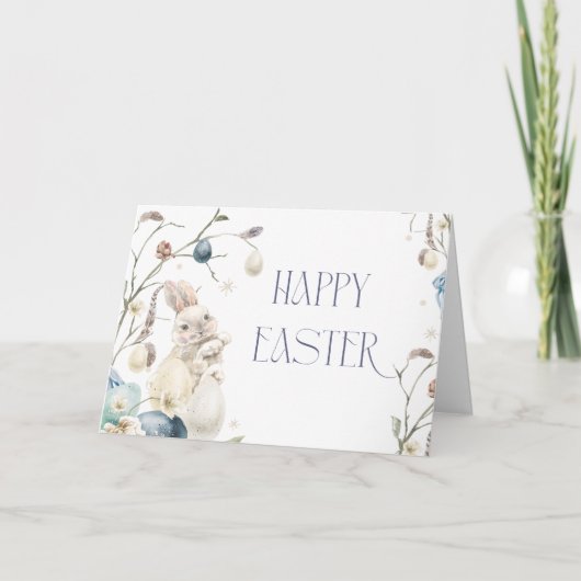 Dusty Blue Watercolor Easter Holiday Card Dankeskarte (Vorderseite)