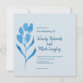 Dusty Blue Watercolor Einladung zur Hochzeit