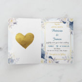 Dusty Blue Watercolor Elegantes Blumenambiente Dankeskarte (Innenseite)