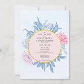 Dusty Blue Watercolor Erstkommunion Save The Date (Vorderseite)