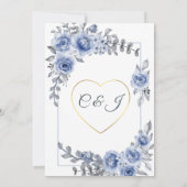 Dusty Blue Watercolor Eucalyptus Wreath Wedding Einladung (Rückseite)